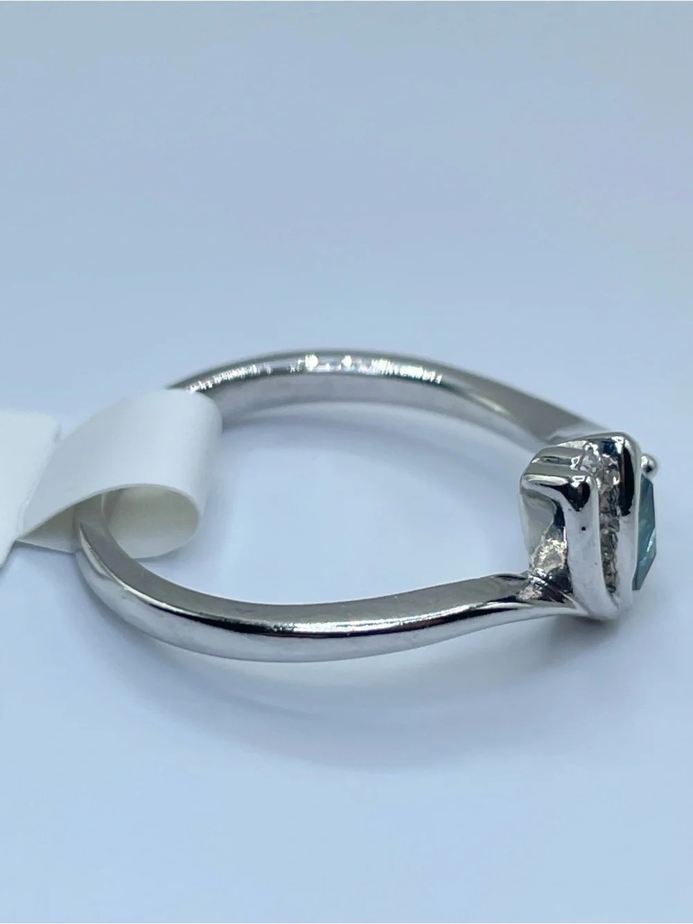Swarovski Crystal Elements Teal Blue Trillion Crystal Modern Minimalist Ring 9